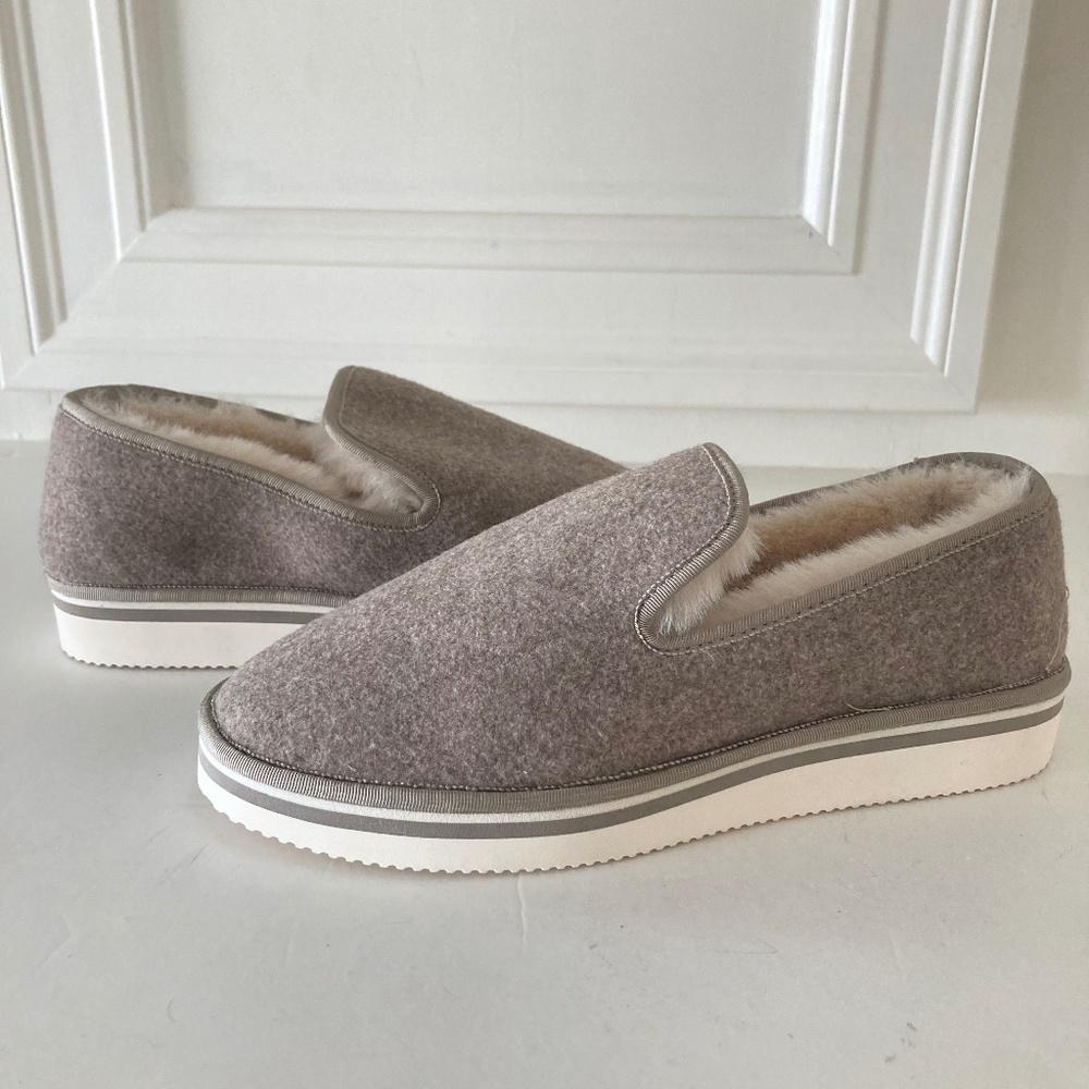 NWOT Dolce Vita Antropologie Herve Gray Fluffy Slippers Sz 9